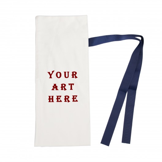 100% Natural Cotton Wine Bag With Navy Ribbon